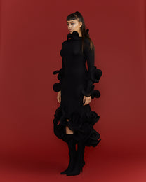strapless open back dress BURNT ORANGE JELLYFISH PRINTED SILK ORGANZA OVERSIZED DRESS – THA SEEN main image 1